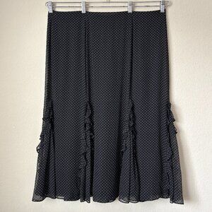 Lauren Ralph Lauren 18W Silk Polka Dot Feminine Ruffle Accent Midi Skirt